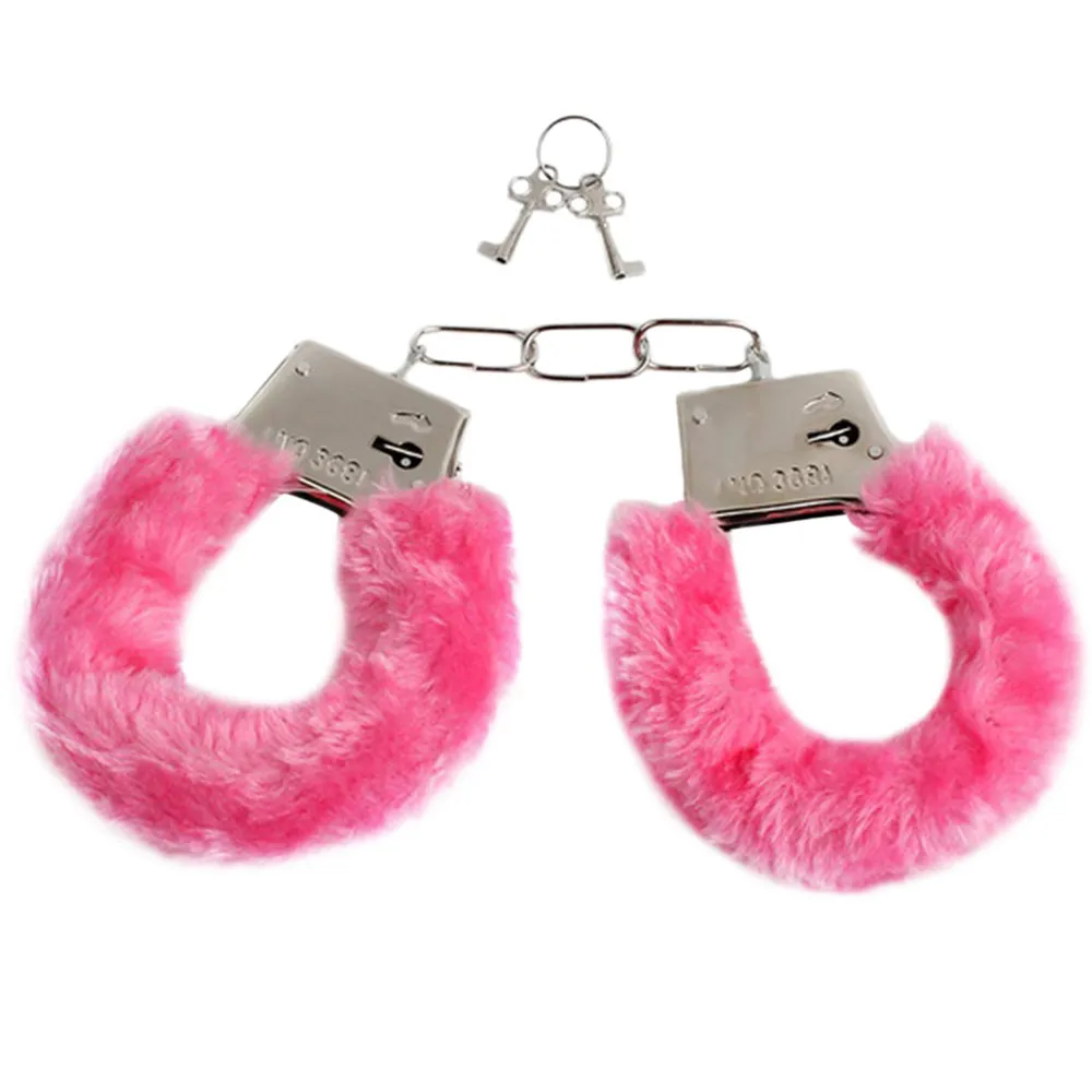 Adult Games SM Furry Soft Metal Handcuffs Chastity Toys For Couple Party Game