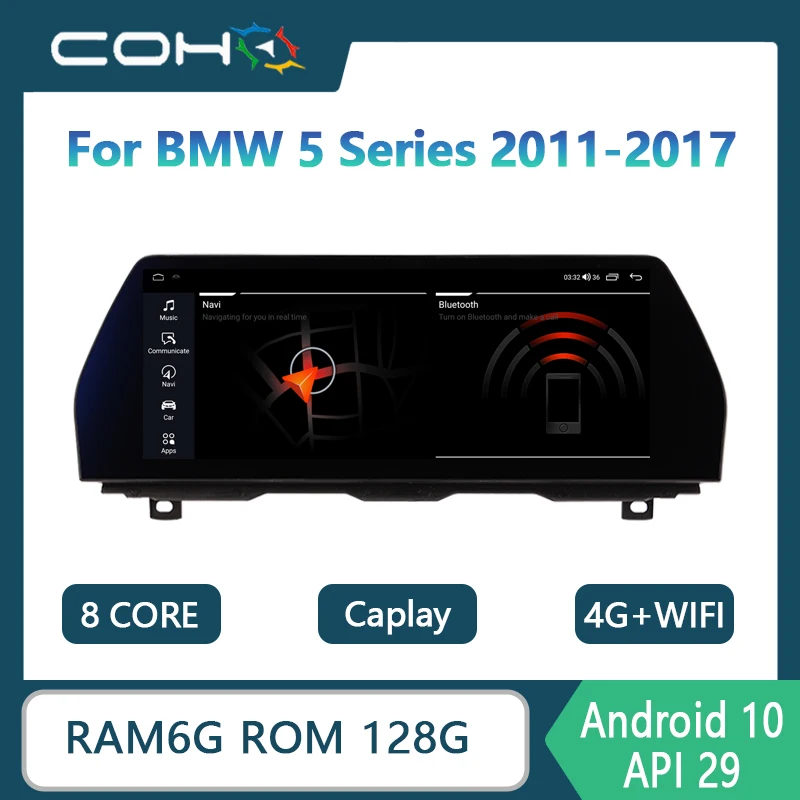 

F10 12,3 дюймовая Система Android для BMW 5 серии 2011-2017 12,3 дюймов разрешение 1920*720 Android 10,0 8 ядер 6 + 128G GPS навигация