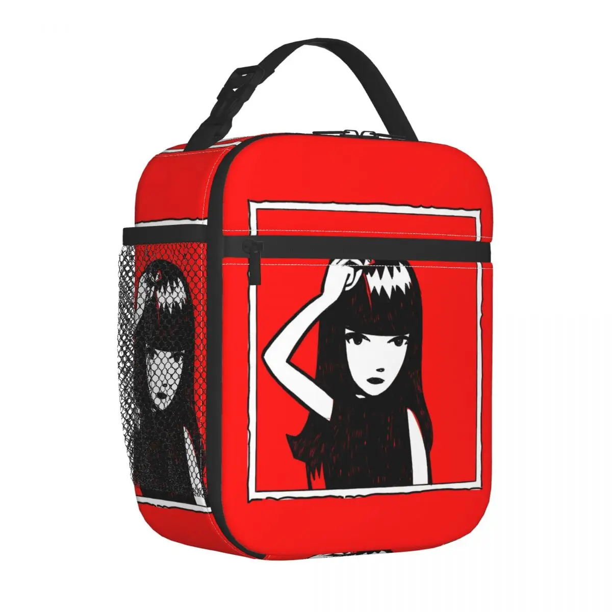 E-Emily The Strange Cartoon Girl Insulated Lunch Bag Cooler Bag Reusable Meal Container Leakproof Tote Lunch Box Food Bag