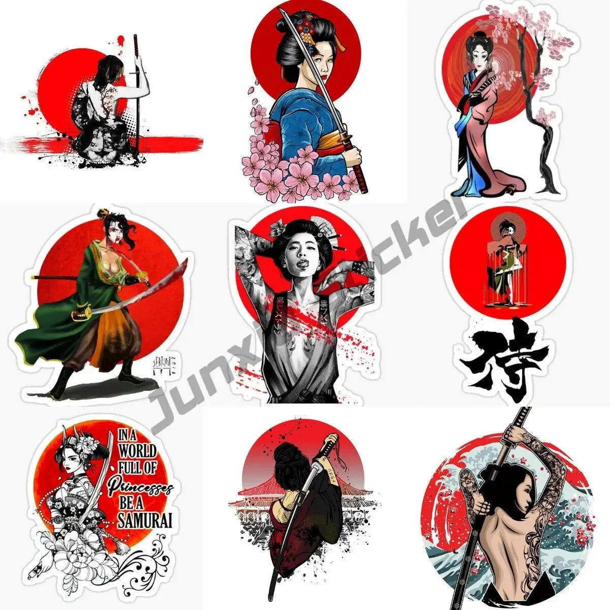 

Japanese Geisha Samurai Vinyl Sticker Decal for Cars, Motorcycles, Helmet Waterproof Car Accessories