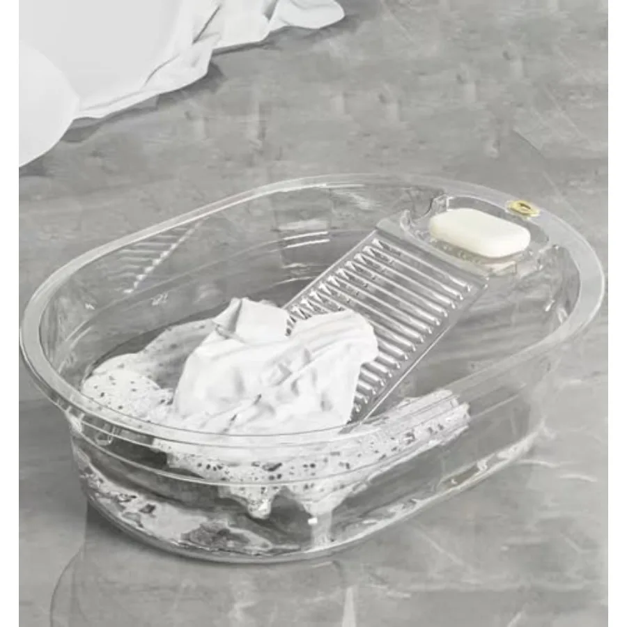 

Portable Washboard Basin and All-in-One Laundry Basin Set - Heavy-Duty Wash Board for Hand Washing Clothes Built-in Scrub Surfa