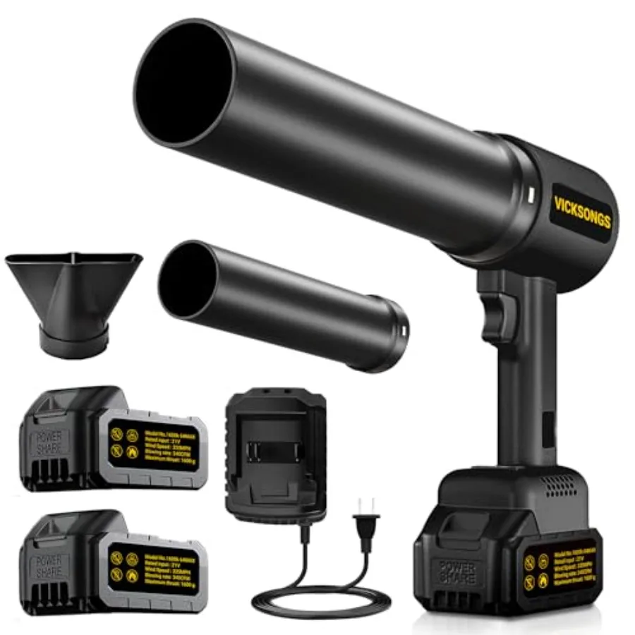 

Портативная беспроводная воздуходувка для листьев с 2 аккумуляторами, воздуходувка с удлиненным соплом, 50 000 об/мин, легкая ручная воздуходувка, идеальный подарок