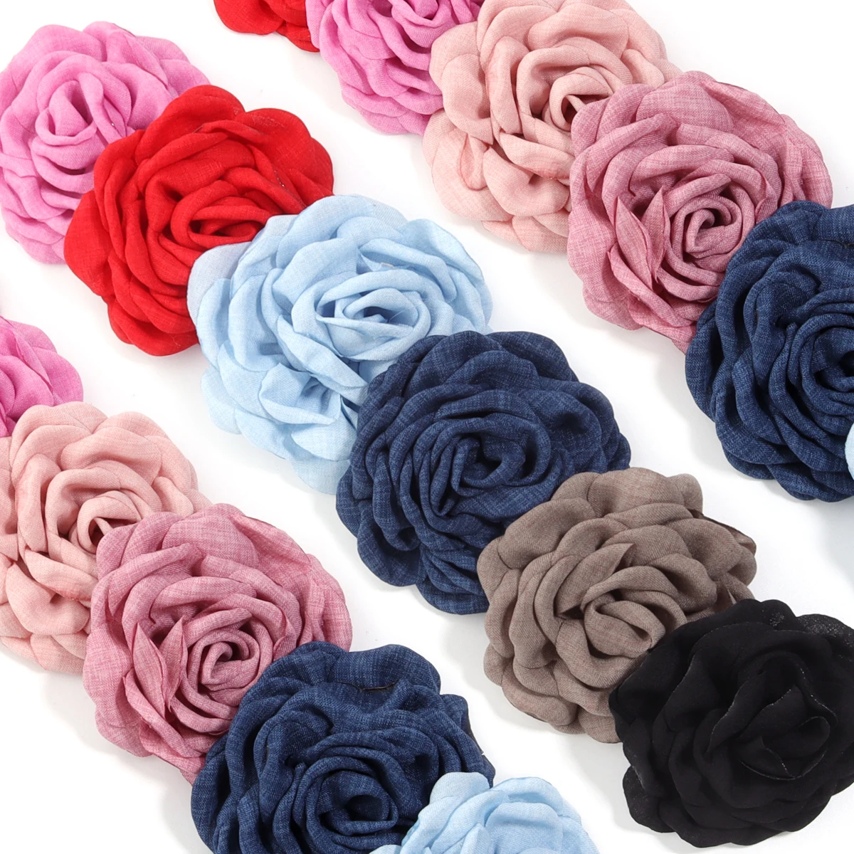 1Pcs/Lot 9cm Handmade Fabric Flowers Burned Edge Camellia Flower For DIY Sewing Crafts Brooch Clothing Accessories Wedding Decor