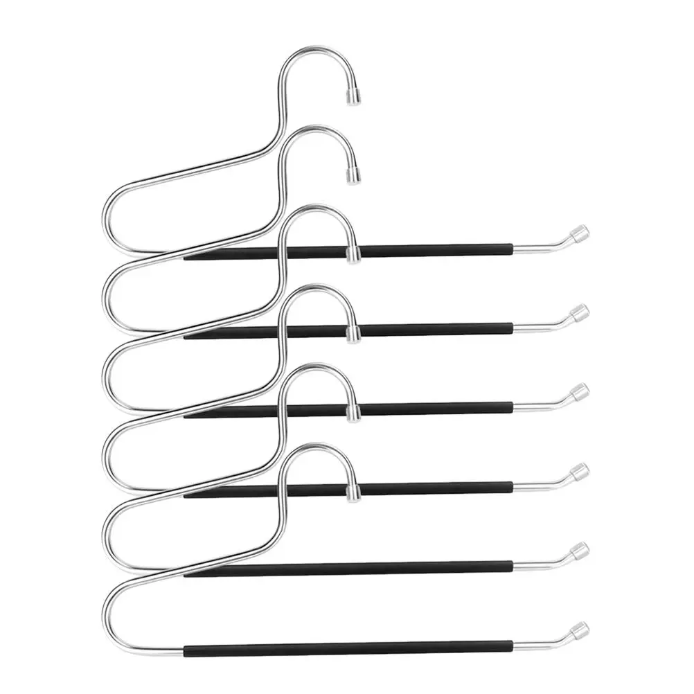 

6pcs Stainless Steel Closet Hangers Non Slip Metal Pant Hangers Space Saving Wardrobe Organizer Jeans Skirt