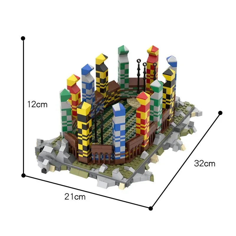 MOC-25430 Classic Movies Magic School Sports Venue Architecture Model Quiditchs Pitch Building Blocks Set Kids Puzzle Toys Gift