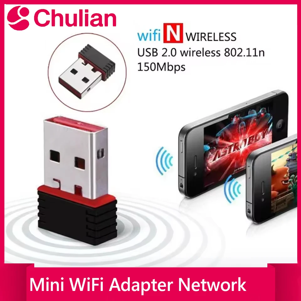 Mini WiFi Adapter Driver-Free Network Signal Receiver USB Plug-and-Play for Desktop Computers - Convenient And Fast Connectivit