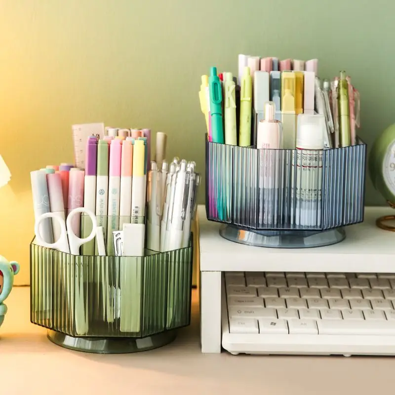 Large Capacity Rotating Multi-function Pen Holder Lovely Creative Stationery for Students Desktop Stationery Storage Box