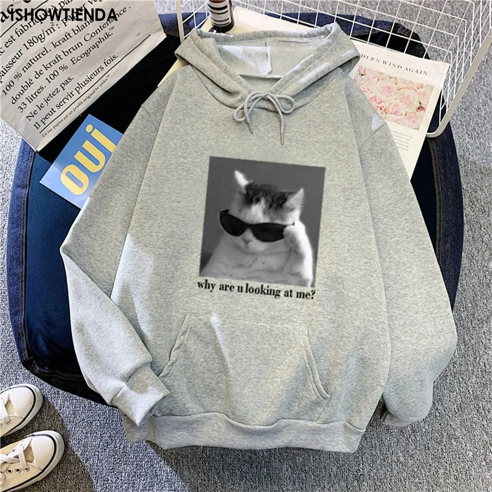 

Cute Cartoon Printed Sweatshirt Women Harajuku Casual Loose Hooded Fashion Soft Pocket Hoodies Autumn Warm Female Hoodies Clothe