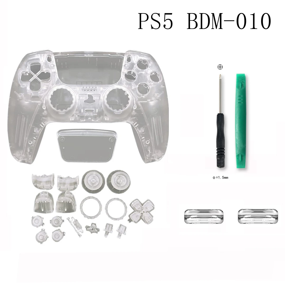 

Carcasa transparente para mando de DualSense5, carcasa de repuesto con botones completos, herramientas de bricolaje y tapa de si