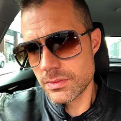 Fashion Pilot Sunglasses Men Women Luxury Brand Metal Big Frame Sun Glasses Vintage Steampunk Square Gradient Lens Eyewear