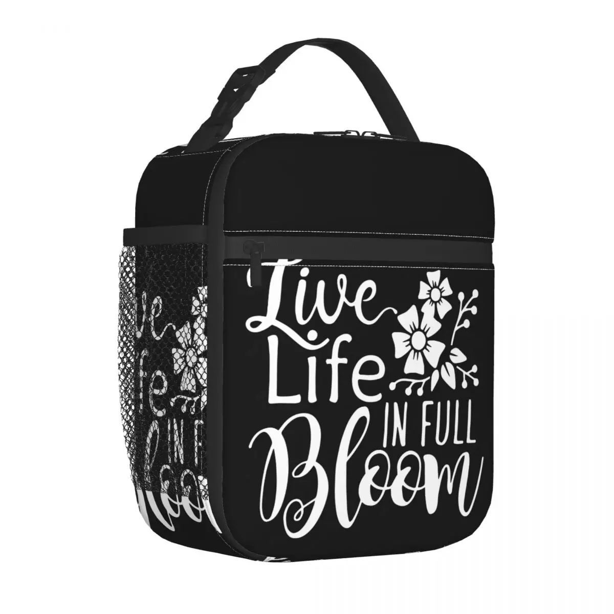 

Lettering Design Insulated Lunch Bag Live Life Picnic Lunch Box For Adult Lunch Bags Oxford Portable Zipper Cooler Bag Xmas Gift