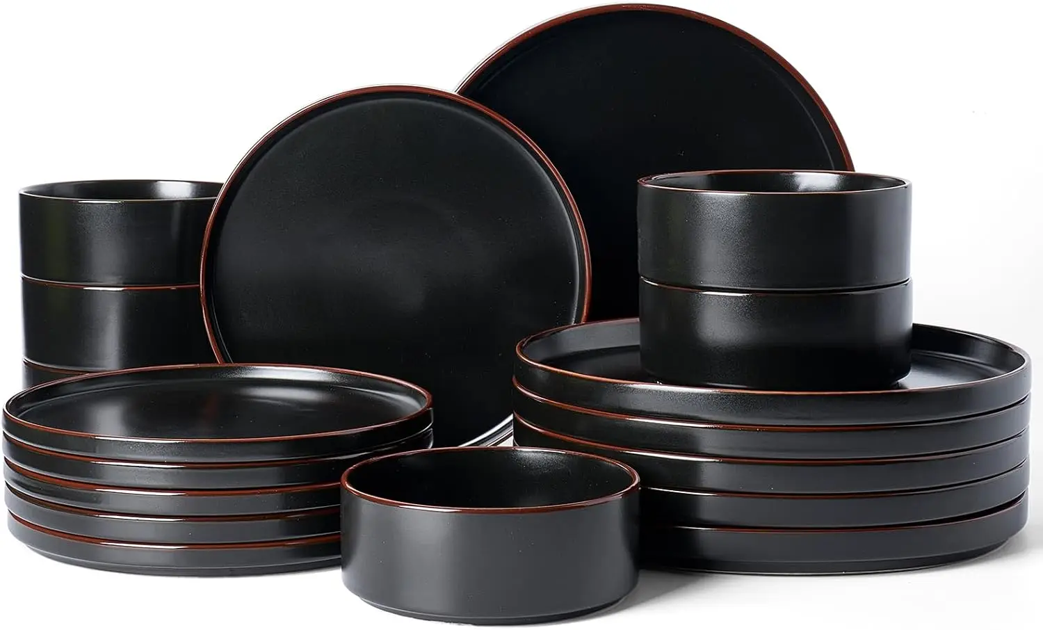 Nebula Ridge Stoneware Dinnerware Set for 6, 18-Piece Plates and Bowls, Microwave and Dishwasher Safe