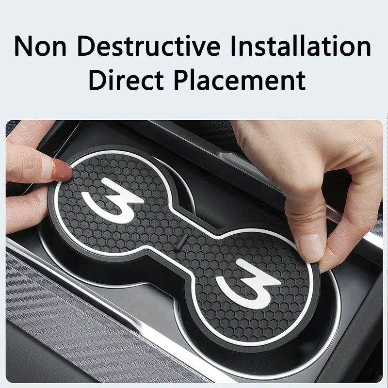 

Car Coasters Cup Mat Holder Anti Slip Bottle Pad Insert Pads Most Water Cups For Tesla Model Y Model 3 2019-2023 Accessories