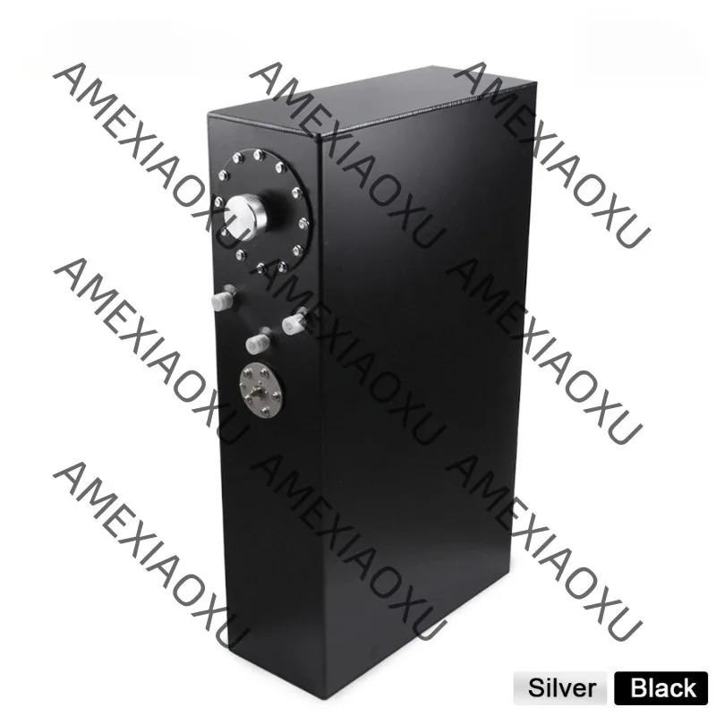 High Quality Aluminum 64L Fuel Surge Tank Mirror Polish Fuel Cell with Cap with Sensor Black Silver