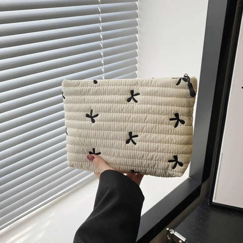 

Fashion Oxford Cloth Printed Clutch Bag Bow Pattern Large Capacity Cosmetic Bag Portable Insstyle Skin Care Storage Bag Wash Bag