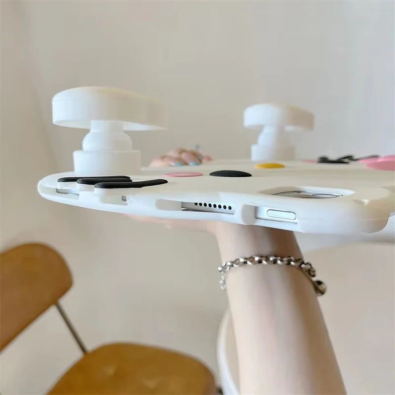 헬로키티 3D 실리콘 태블릿 보호 케이스 (아이패드 9세대, 8세대, 7세대, 어린이용 케이스, 에어 2, 3, 4, 5, 6, 10.9 미니 6, 프로 11 호환)