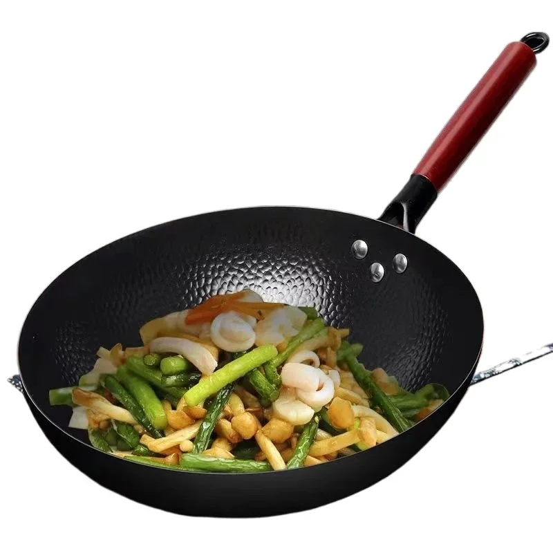 Women Lightweight Wok Pan,Hammer Cast Iron Frying pan,Durable Non-stick Wok,For Kitchen Gas Stove And Induction Kitchen Cookware