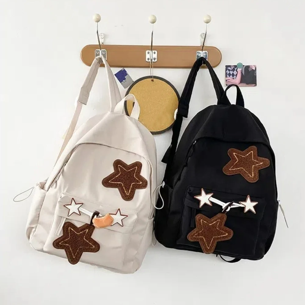 Mochila impermeable de gran capacidad para estudiantes, bolso escolar con patrón de estrellas, bolsos de hombro con cremallera