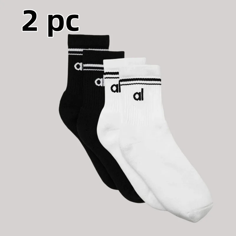 2pc AL Retro Cotton Yoga Sports Sock Medium Long Socks Pilates Fitness Sports Four Seasons Socks Women's Yoga Medium Sock