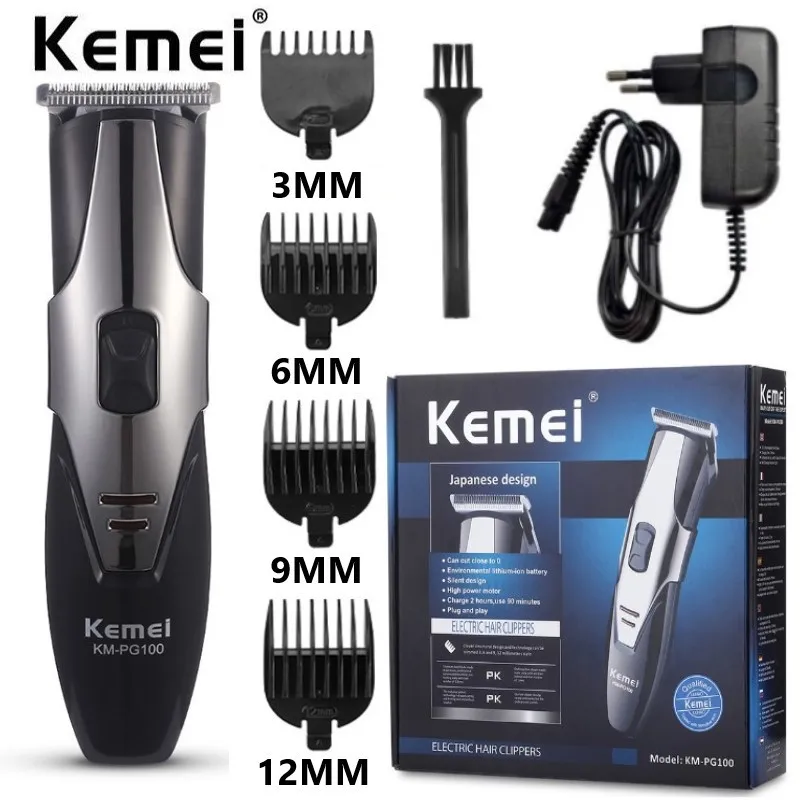 Kemei KM-PG100 Professional Hair Clipper Cordless Adjustable Salon Hair Clipper Built-in Lithium Battery Rechargeable Hair Clipp