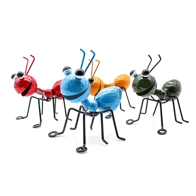 4pcs Patio Craft Yard Outdoor Garden Cute Insect Hanging Home Decor Gift Ornament Metal Ant Living Room Wall Art Sculpture