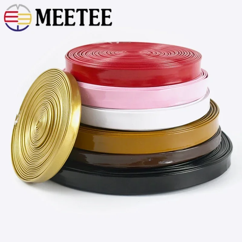 5M 5-30mm Faux Leather Ribbon Band PU Mirror Hemming Webbing Rope Decoration Cord DIY Headdress Bead Clothes Edge Accessories