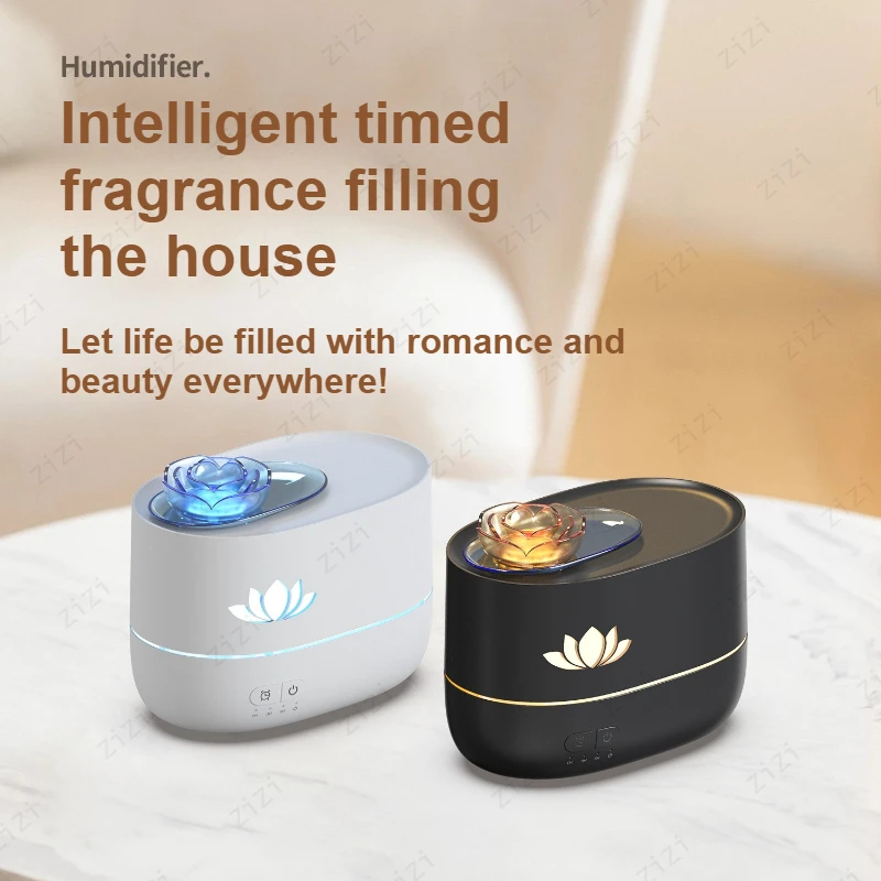 Creative Colorful Night Light Lotus Aromatherapy Machine for Heavy Fog USB Simulation Flame Humidification Aromatherapy Machine