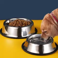 Large Capacity Dog Bowl Stainless Steel Pet Feeding Bowl Cat and Dog Food Drinking Bowl Metal Feeder Bowl Durable and Cheap