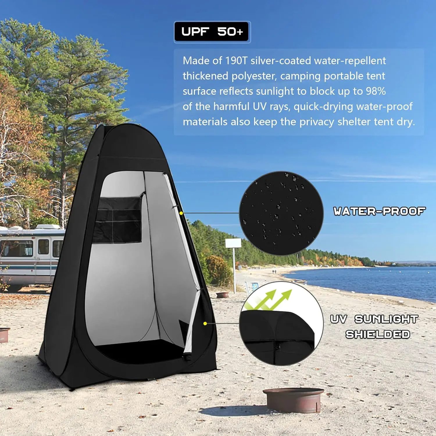 Pop Privacy Portable Outdoor Toilet Changing Shower Tent with Carry Bag Instant Dressing Bathroom Camping for Hiking & Fishing