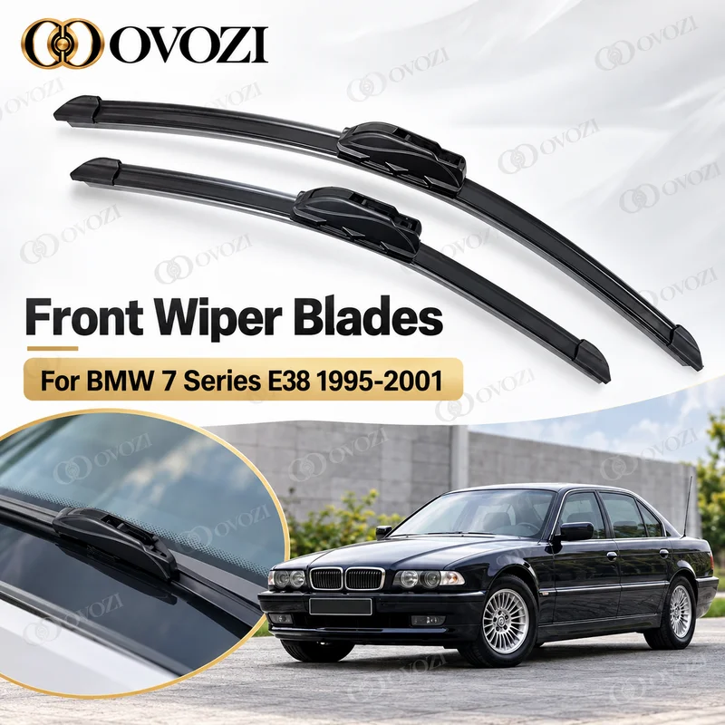 For BMW 7 Series E38 1995-2001 Front Rubber Wiper Blades U-J Hook Windshield Windscreen Window Cleaning Brushes Car Accessories
