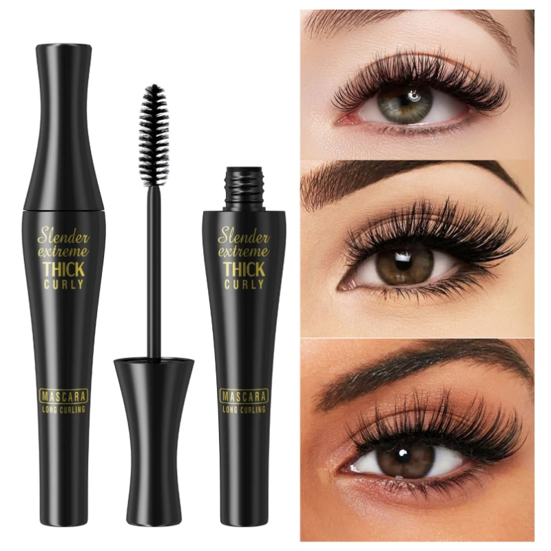 Mascara arricciacapelli in fibra di seta 5D impermeabile naturale spesso asciugatura rapida trucco non fiorito ciglia setose estensione nera cosmetica