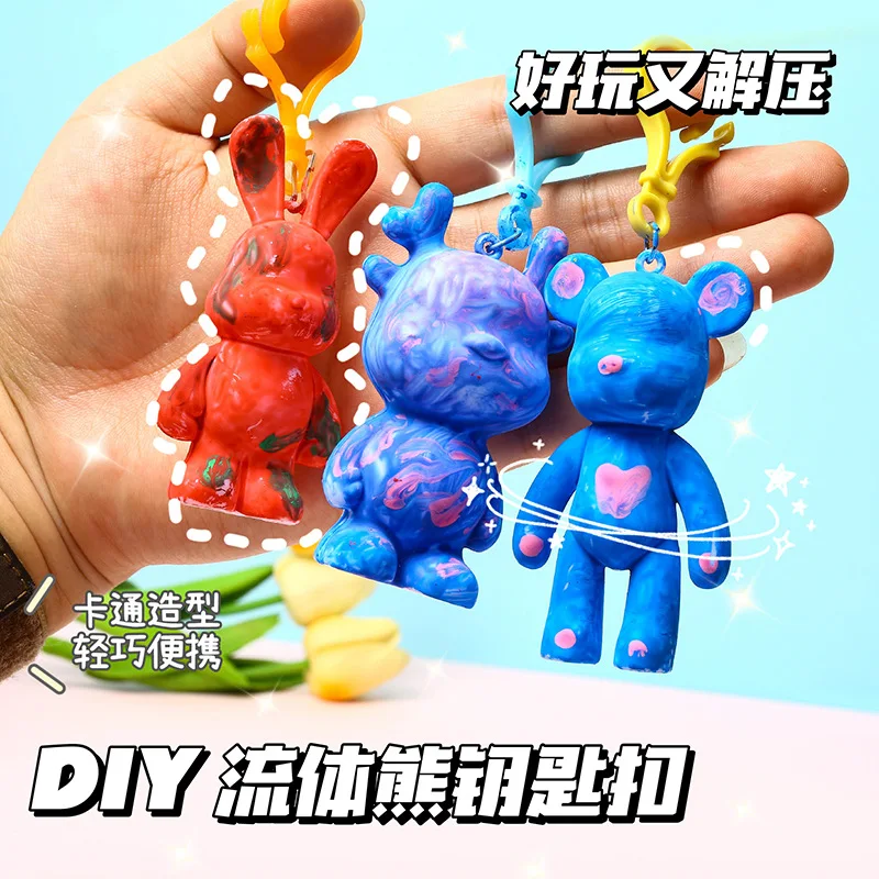 Hot Selling Children's DIY Fluid Bear Handmade Toys Creative Graffiti Pigment Set