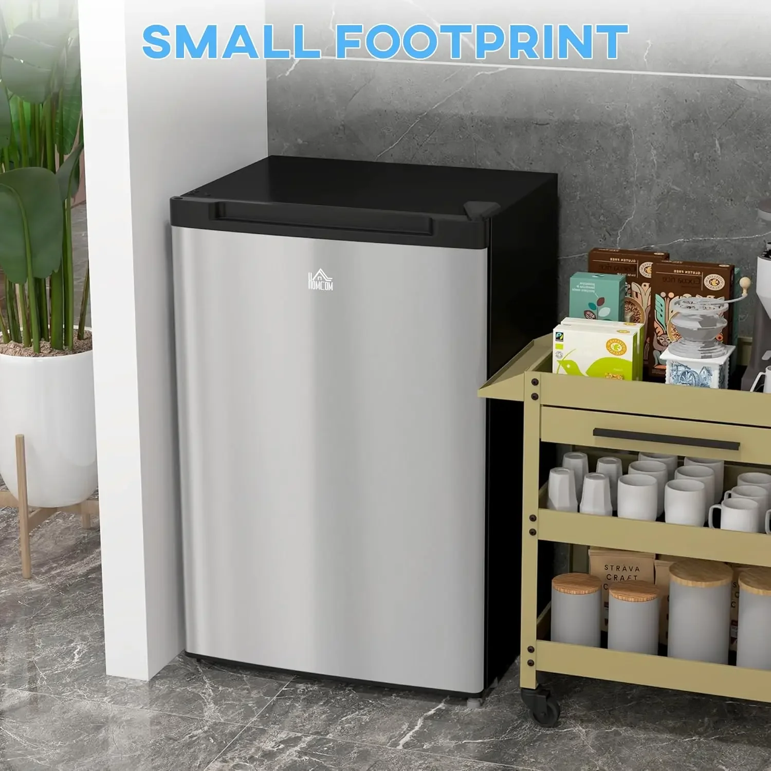 Upright Freezer, 3.0 Cubic Feet Compact Mini Freezer with Reversible Single Door and Adjustable Thermostat, Small freezer for Ho