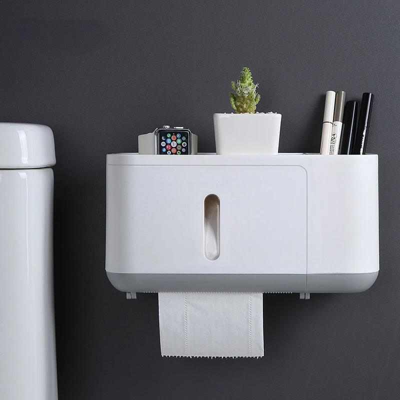 Wall Mounted Toilet Paper Box Tray Roll Paper Storage Box Waterproof Toilet Paper Holder Storage Box Bathroom Accessories