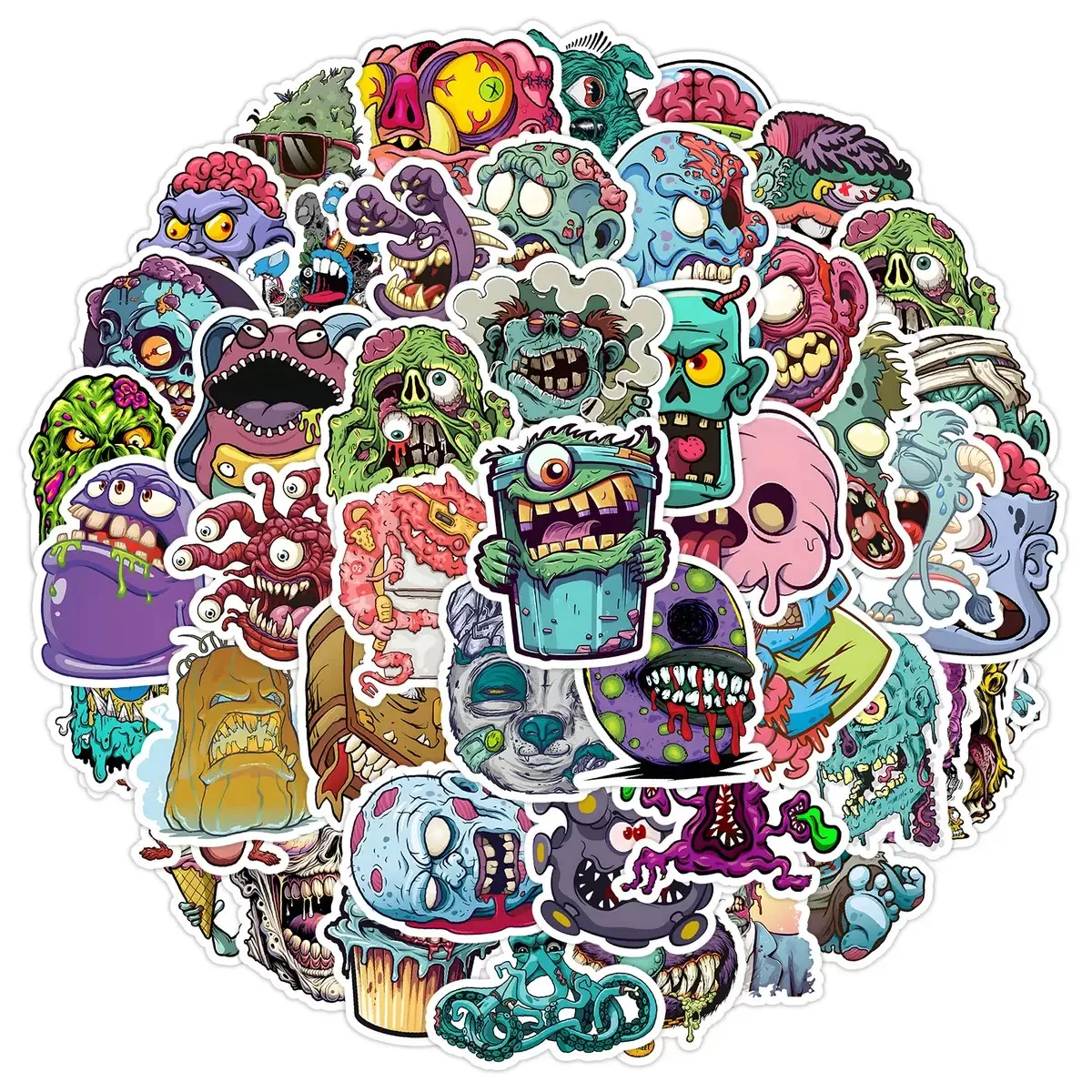 

10/50Pcs Cool Halloween Pop Horror Skull Zombie Stickers DIY Skateboard Fridge Guitar Laptop Motorcycle Travel Graffiti Sticker