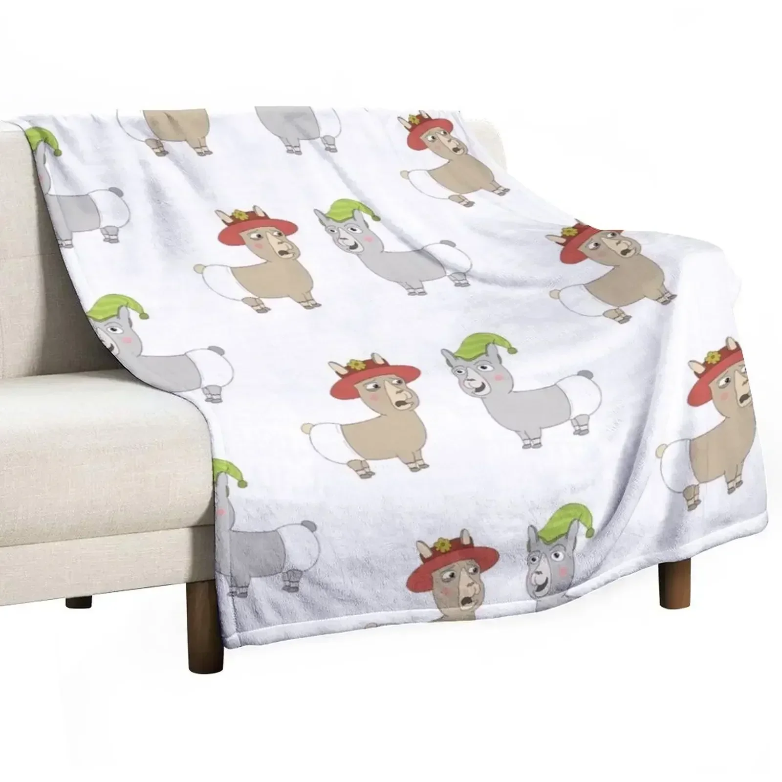 Llamas with hats, babies, 2 - Gift idea Throw Blanket Luxury Brand Flannel Fabric Softest Soft Plaid Blankets