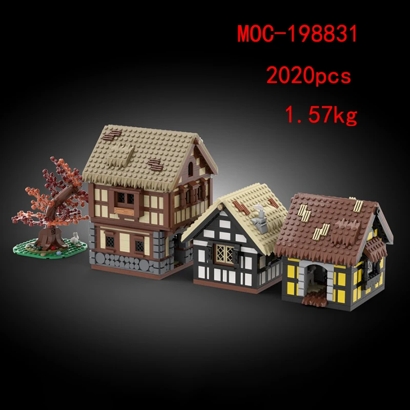 Spot MOC-198831 Small Medieval House Diorama Small Particle Assembled Building Block Building Model Toy