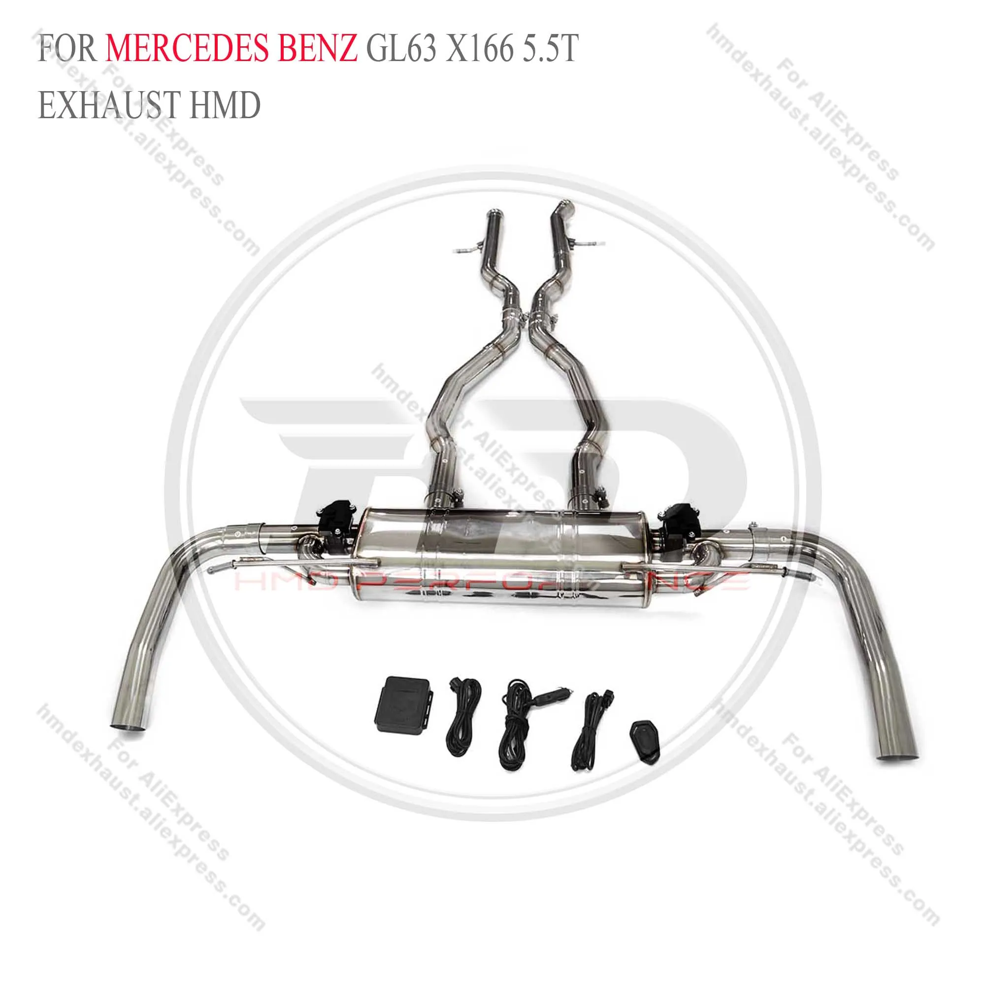 HMD  Full Set Exhaust System For Mercedes Benz GL63 X166 5.5T With Muffler Valve Catback Downpipe Exhaust Pipes System Parts