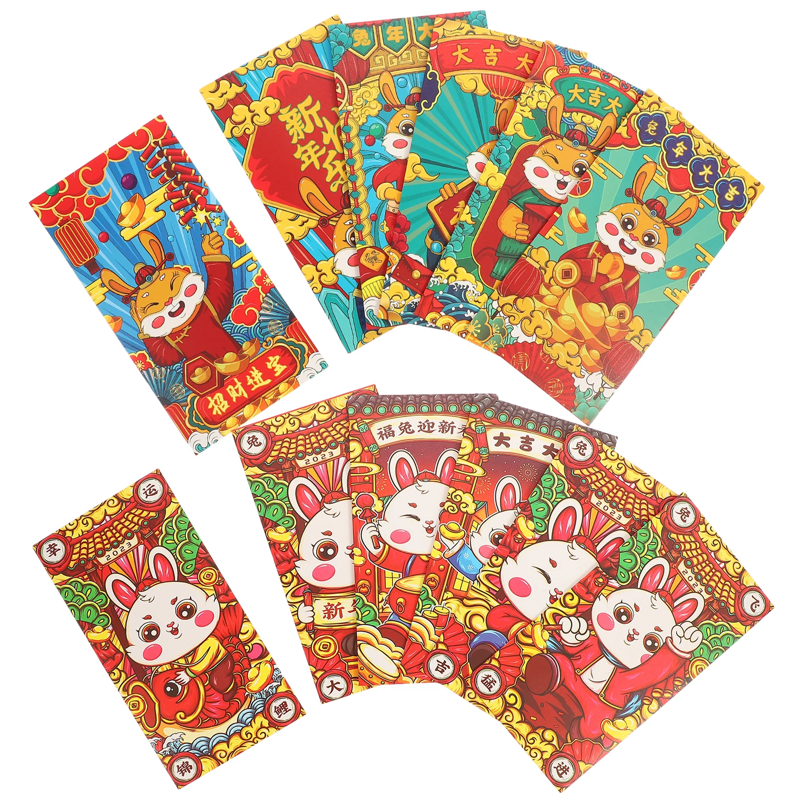 

12 Pcs Rabbit Year New Red Envelope Money Personality Bag Spring Festival Paper Packets Chinese Bags