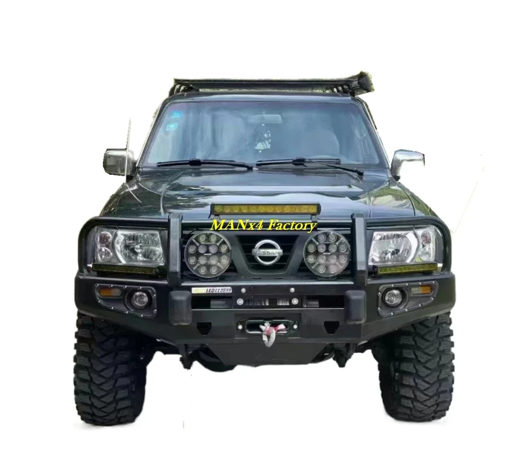 Top-level  Steel Bull Bar Front Bumper Winch Space For Patrol Y61 97-04 GU