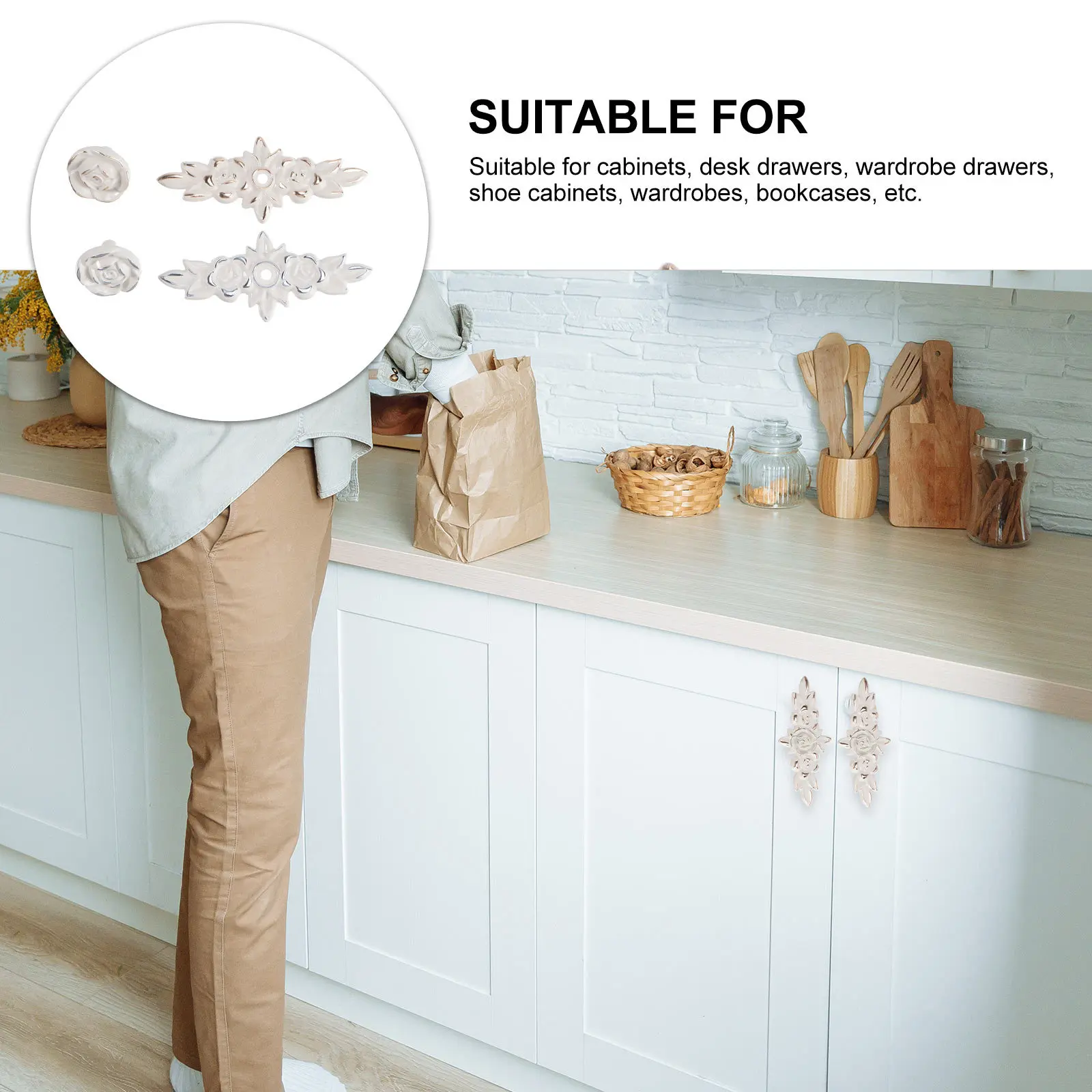 

2 Pcs Cabinet Door Handle Drawer Knobs Flower Pull Durable Single Hole Zinc Alloy Home Furniture Accessory