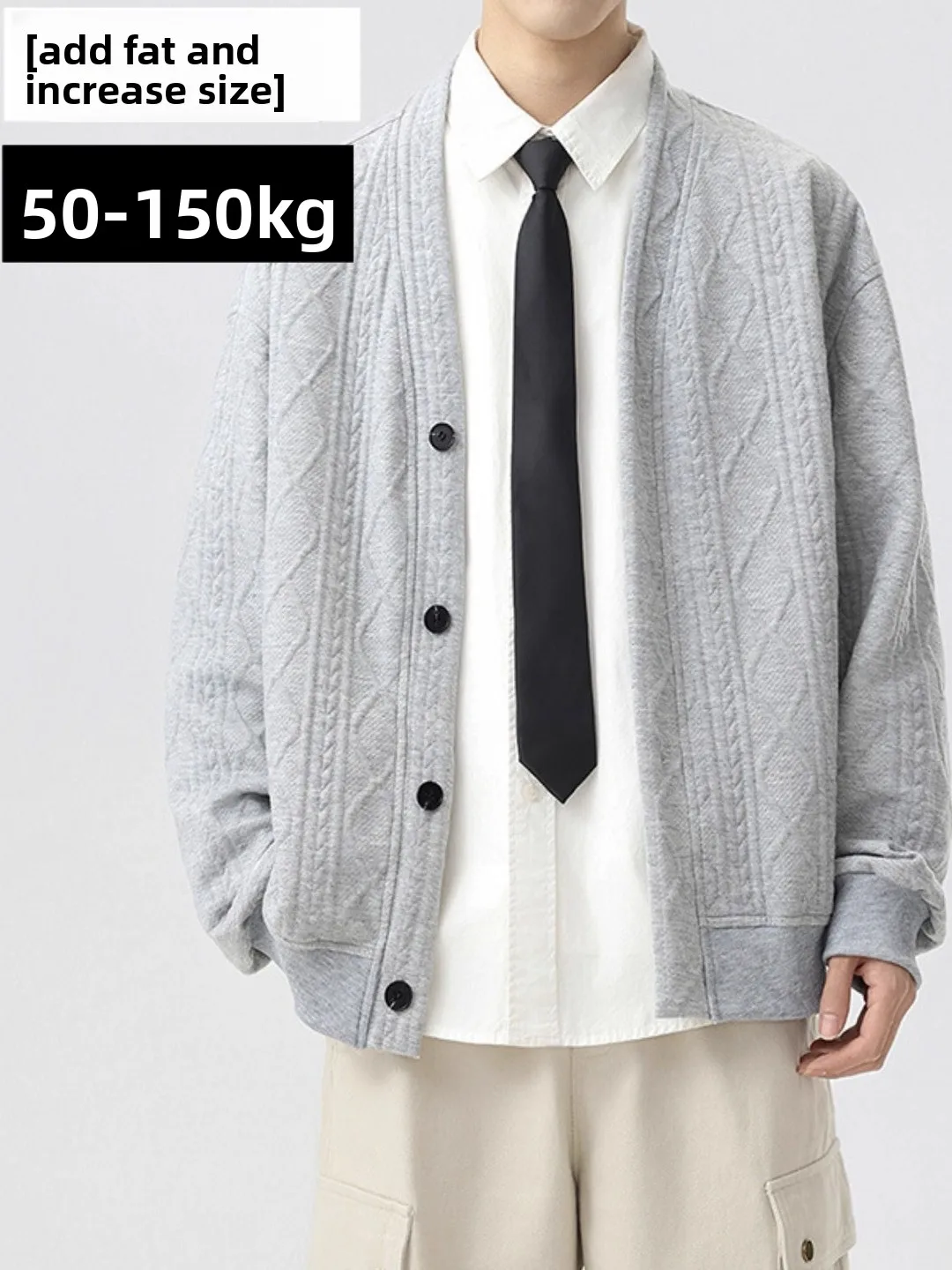 

2025 New plus Size Men's Open Cardigan Jaet Loose Thin Casual Sweatirt Knitted Top for Autumn V-Ne Long Sve Regular Fit