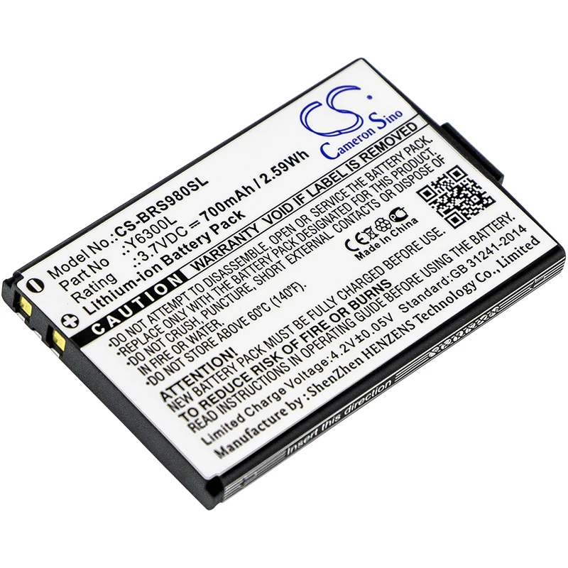 Сменный аккумулятор CS для Blinc G2, ONEAL, RF710, RF-730, RS-980, RT-712, RX-960, TORC, V200, VCAN Y6300L 700 мАч/2,59 Втч