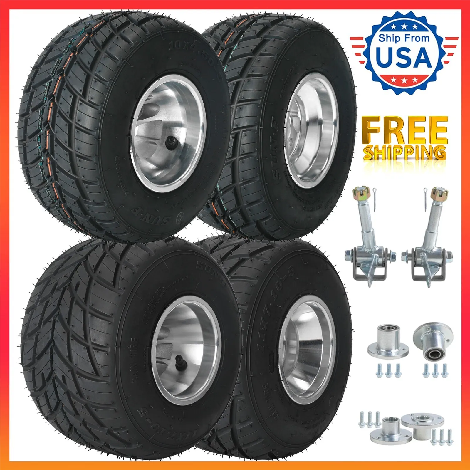 

10x4.50-5 11x7.10-5 Обод колеса, шины и передняя ступица шпинделя Go Kart Trike ATV
