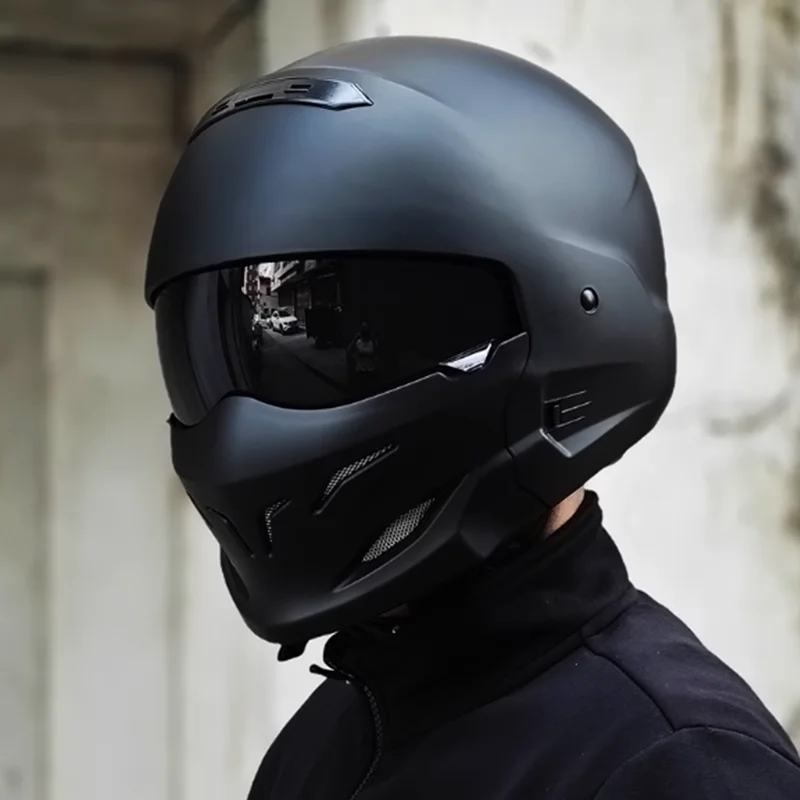 

Ретро Скорпион матовый черный мужской мотоциклетный анфас круизный мотоциклетный защитный шлем комбинированный шлем ECE сертифицированный дополнительный размер