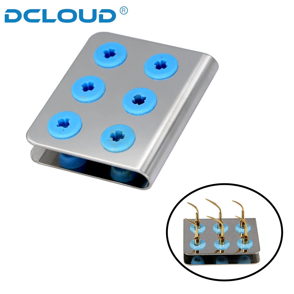 6 Holes Dental Ultrasonic Scaler Tips Holder Stand Silicone with Cover fit EMS/Woodpecker/DTE/SATELEC/NSK Endo Tips Auotclavable