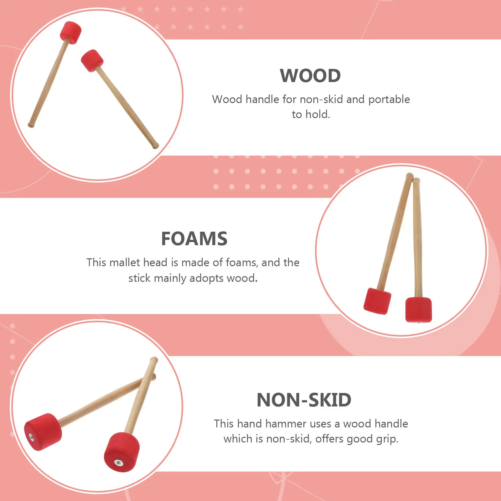 

Набор из 2 барабанных палочек с пенопластовыми головками и деревянными ручками, легкие, портативные, нескользящие, для любителей ударных инструментов