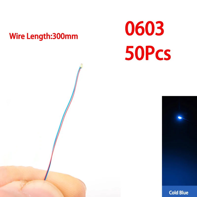 SANMERSEN 50 teile/beutel 0402 0603 0805 1206 SMD Lampe Wired Micro Litz Led Vorgelötet Chip Wired 30 cm 3 V DIY Eisenbahn Modelle Szenen Spielzeug Licht 3