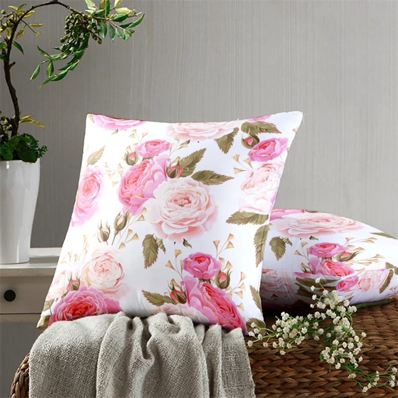 Red Rose Pillow Cover Sofa Cushion Fashion Printing Sofa Chair Pillow Cover Car Mat Bed Pillow Cover Home Decoration