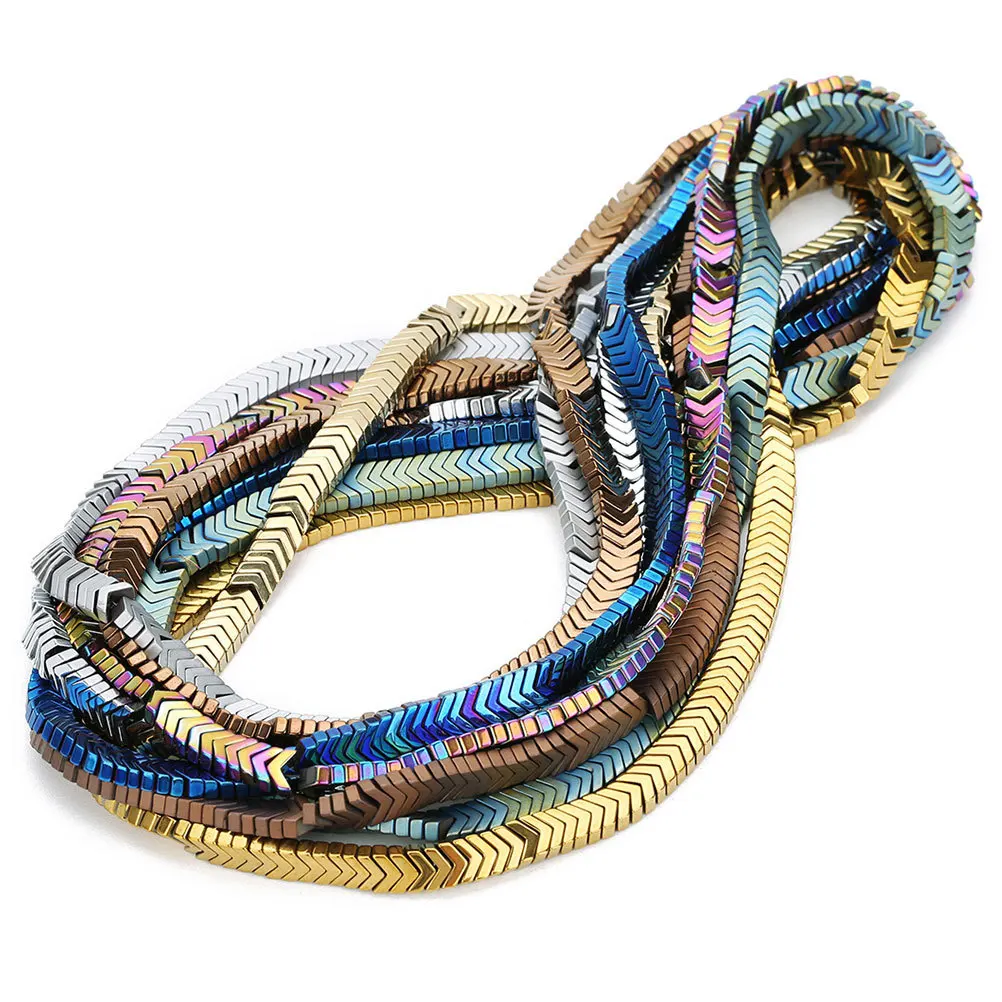 

160Pcs Electroplated V-Shape Arrow Stone Beads Colored Mini Hole Creative DIY Jewelry Beading Bracelet Necklace Accessories